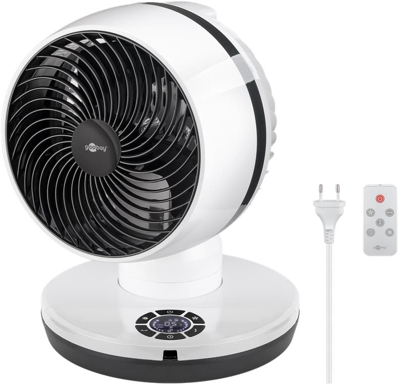 Ventilateur de sol 3D de 9 pouces avec télécommande et minuterie, 4 niveaux de puissance et 2 fonctions d'intervalle, écran LCD