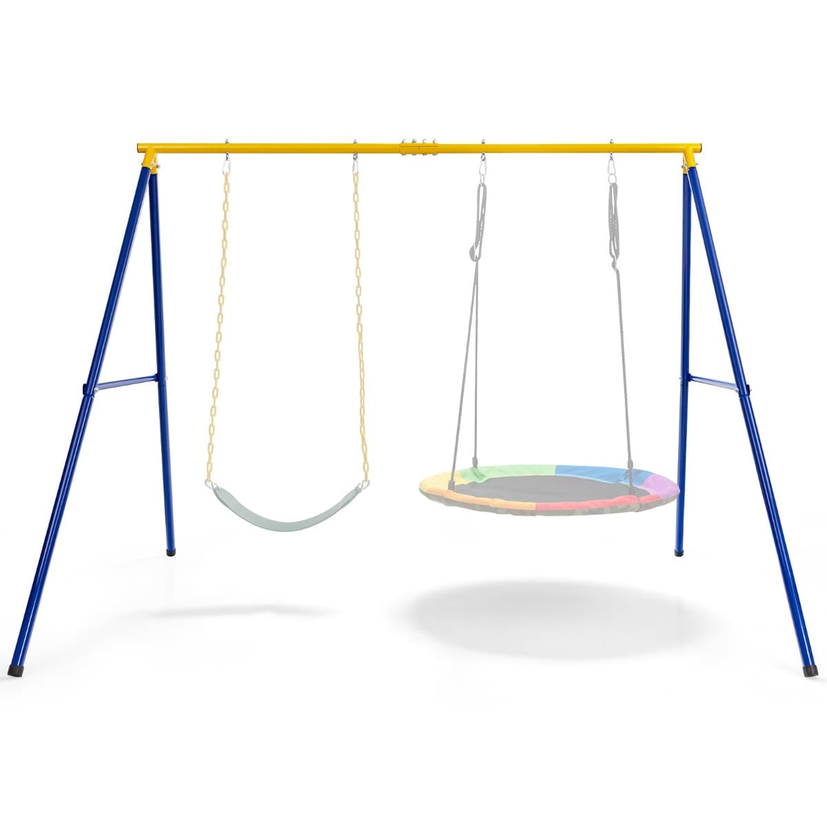 CostwayPortique Métal 249 x 185 x 181,5 cm avec Piquets d’Ancrage Mousquetons Charge Max 300KG Pour 2 Balançoires (Non Inclus)